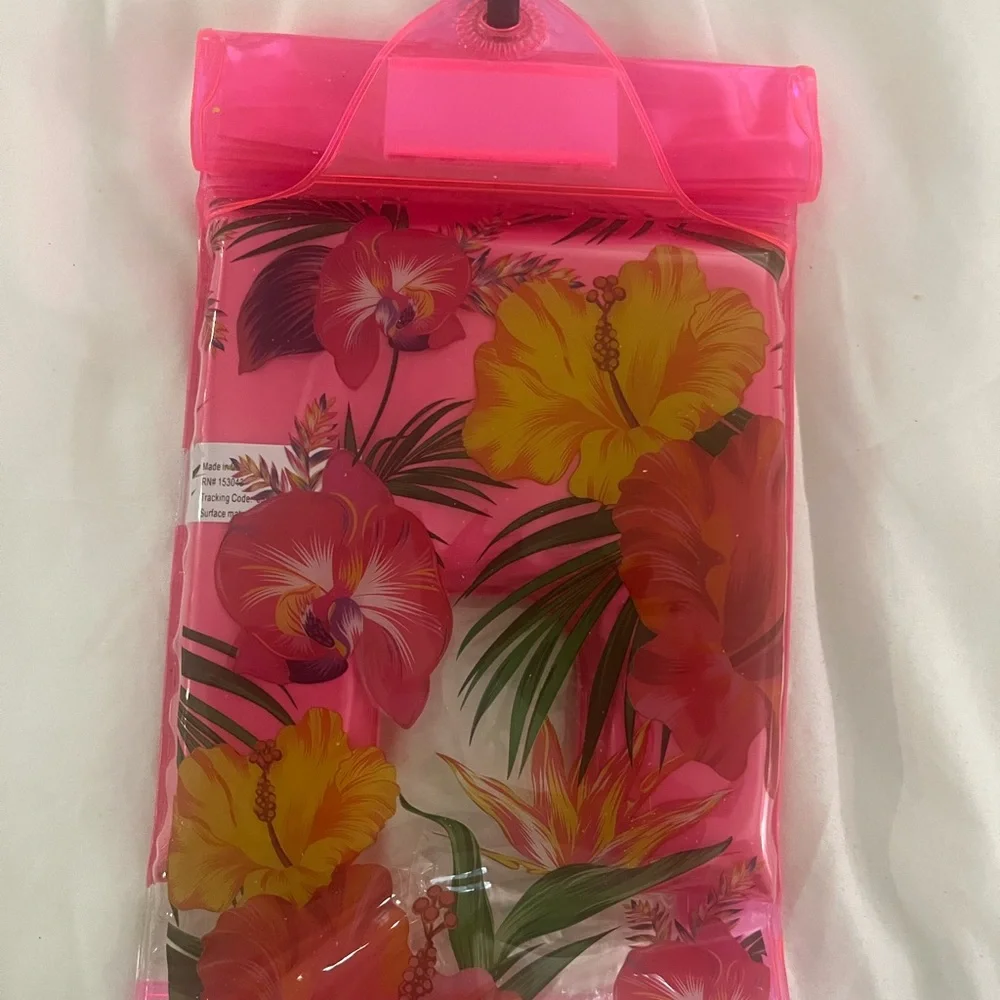 Floral Waterproof Phone Pouch - Pink